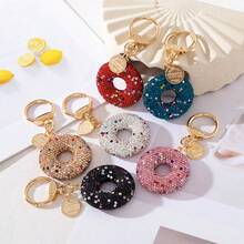 1pc Cute Shiny Rhinestone Donut Keychain, Colorful Glitter Pendant Decoration Keychain, With Spring Key Clip, Cute Donut Charm Car Keychain, Fashion Bag Accessory Gift For Women - Donut - View 10
