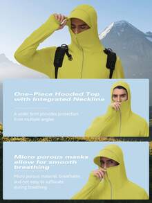 Men's UPF 50+ Sun Protection Hoodie Shirt Long Sleeve Rash Guard Fishing SPF Outdoor UV Shirt Lightweight - Yellow - View 4