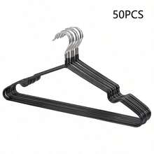 20/30/50 Household Clothes Hangers With Angle-Free, Non-Slip Hanging, Anti-Curvature Coated Drying Rack - Black - View 21