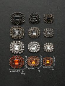5pcs Classic Square Rhinestone Decorated Metal Buttons, Suitable For Coats, Sweaters, Jackets, Cashmere, Fur Coats, Gold With Dark Green Gemstone, Multi-Functional DIY Sewing Accessories - Multicolor - View 3