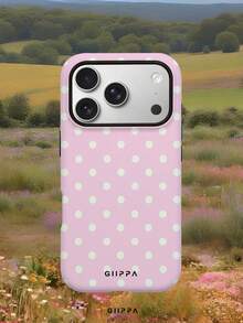 GIIPPA 1件粉色底白色波點圖案設計手機殼，適用於Phone 17 Pro Max，兼容Phone 16 Pro Max、15 Pro Max、14 Pro Max，韓系高端時尚趣味手機殼，兼容11/12/13/14/15/16 Pro Max Plus，優雅設計男女皆宜，適合送給女友的聖誕節、情人節、復活節、婚禮季與生日完美禮物 - 粉色 - 查看 6