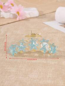 2/1pc Women's Transparent Pink & Blue Starfish Shark Hair Claw Clip, Non-Slip Secure Hair Clip For Back Head Updo, Suitable For Summer Beach Vacation, Daily Hairstyles, Early Autumn Street Style Versatile Accessory - Multicolor - View 8