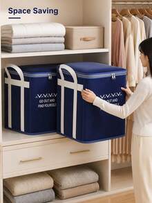 Foldable Clothes Storage Bag, Large Capacity Quilt Blanket Organizer Bin With Reinforced Handles & Zipper, Waterproof Dustproof Fabric Storage Container, Stackable Closet Organizer For Seasonal Clothing, Bedding, Comforters - Multicolor - View 6