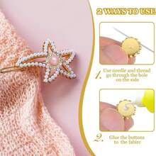 50/100pcs Sunflower Crystal Decorations, 12mm Round Pearl Sewing Buttons With Gold Base, Suitable For DIY Clothing Decoration, Handbags, Hats, Accessories And Jewelry Making - Pearl - View 6