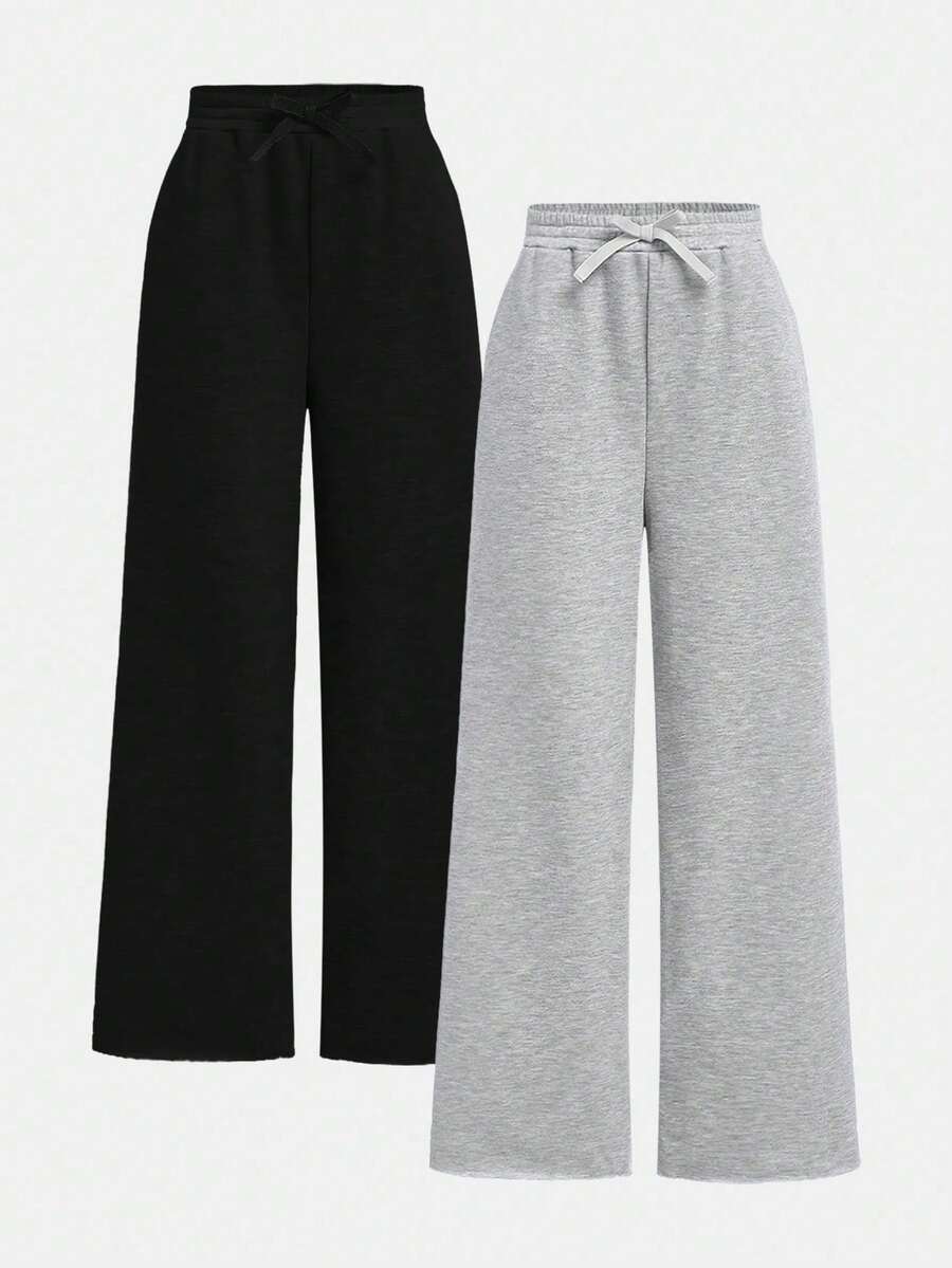 Tween Girl Loose Casual Sports Sweatpants, Solid Color - Multicolor - View 1