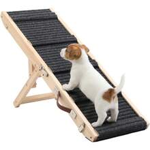 Dog Ramp For Bed, 33" Foldable Dog Steps For Couch Height Adjustable, Portable Pet Ramp For Car With Non-Slip Mat (33 Inch) - Wood Color - View 1