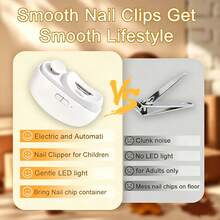 Automatic Electric Nail Clipper, USB Rechargeable 2-In-1 Nail Trimmer And Polisher, With LED Night Light, Child Lock Nail Clipper, Suitable For Children And Adults, Built-In Nail Debris Storage, Portable Manicure Tool - Multicolor - View 8