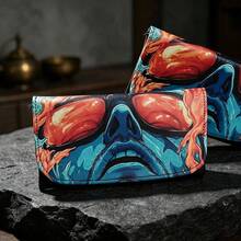 1PC Cool Colorblock Character Illustration Leather Storage Bag, American Street Retro Style Long Large Capacity With Multiple Card Slots And Zipper Pocket, Portable Organizer For Home, Travel, Play, And Everyday Essentials - 1PC - View 9