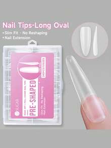 UR SUGAR 240Pcs Long Pre‑Shaped Full‑Cover False Nail Tips, 12 Sizes Acrylic Soak‑Off Nail Extension Tips, Multi‑Size Press‑On Manicure Supplies For Home DIY & Professional Salon - Clear - View 7
