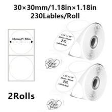 2 Rolls New Colorful Thermal Paper, 3cm Round Adhesive Thermal Label Paper, Suitable For DIY, Name Labels, Gift Wrapping, Compatible With M200/M210/M110/M3/M120/M108/P50/P80/P1/P2 Label Printers - 3cm Round - View 12