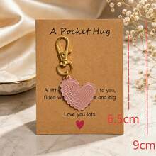 1pc/8pcs Unisex Alloy Floral Leaf Heart Pendant Colorful Asymmetrical Keychain With Blessing Card Gift For Friends And Family Bag Charm - Multicolor - View 6