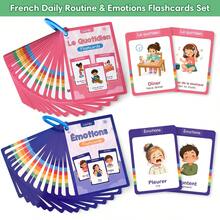 6 Theme French Learning Flash Cards, Kids Educational Cards, Preschool Kindergarten French Language Learning Material, Fruits Vegetables Food Body Animals Emotions Daily Life Theme Vocabulary Flashcards - Multicolor - View 19