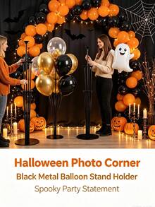 [Halloween, Wedding, Birthday] 1 Set Black Balloon Table Stand With Round Base – Tabletop And Floor Balloon Display Rack, Balloon Decoration Accessory, Stable Balloon Column Stand For Halloween, Wedding, Summer Events And Celebrations - Multicolor - View 8