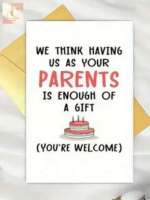 1pc Son And Daughter Birthday Card, Funny Birthday Card From Parents, Thick-Skinned Birthday Card, We'Re Enough As Your Parents - One Size Fits All - View 3
