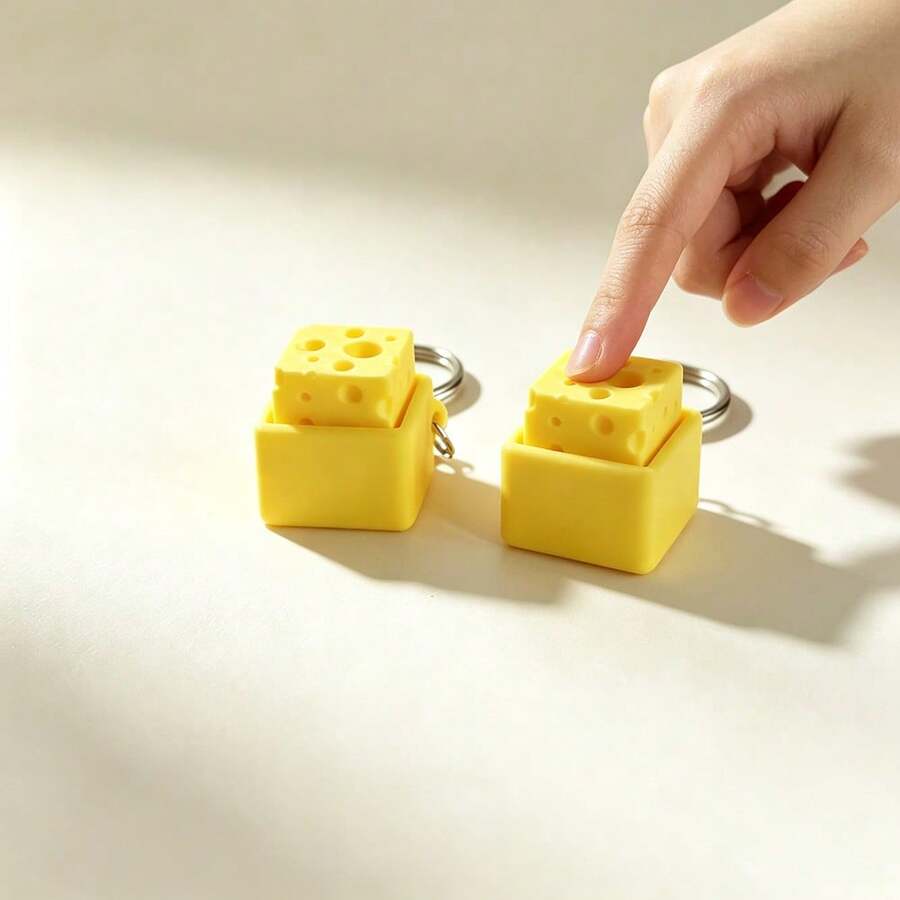 Nút bấm giải tỏa căng thẳng in 3D hình miếng phô mai Clickable Cheese, trang trí bàn làm việc tại nhà và văn phòng, charm treo ba lô, phụ kiện ô tô, móc khóa đa năng độc đáo