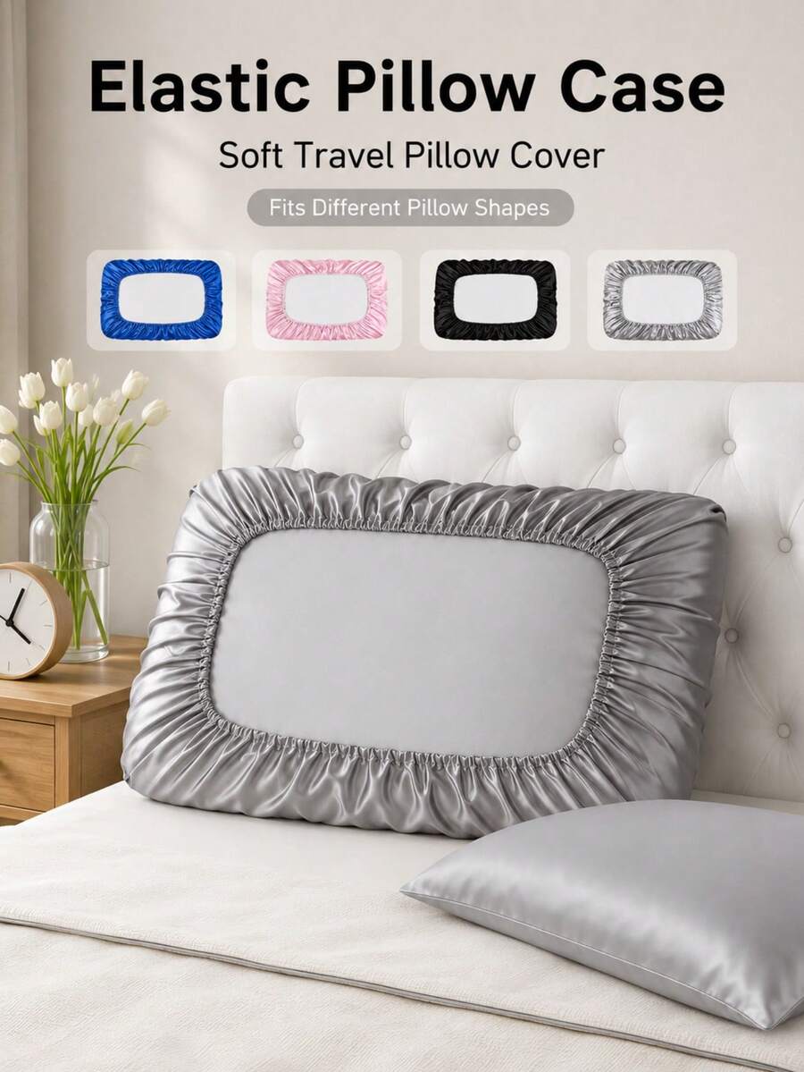Elastic Pillowcase, Suitable For Various Pillow Shapes Travel Pillowcase, Foldable Pillow Protector, Suitable For Hotel, Camping, Bedroom Daily Use - Multicolor - View 1