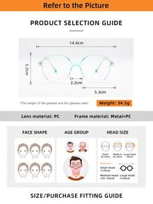 1對女款黑色貓眼PC鏡框極簡純色百搭平光眼鏡 - 漸層綠 - 查看 4