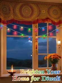 1 String Candle Lights, LED Hollow Metal Oil Lamps, Battery Powered String Lights, Suitable For Diwali Decoration, Party Decoration, Wedding Decoration, Home Decoration, Bedroom Decoration And Holiday Decoration - Candle String Lights - View 6