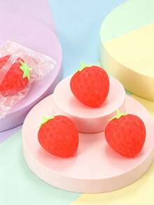 1pc Cute Realistic Strawberry Squeeze Toy, Soft Rebound Sensory Stress Relief Toy For Kids And Adults, Desktop Decoration, Relieves Anxiety, Improves Daily Mood, Suitable As Party And Holiday Gift (OPP Bag Packaging) - Multicolor - View 5