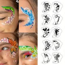 16pcs Face Painting Stencil Set For Masquerade, Cosplay, Carnival Party, Birthday Party, Hollow Colorful Painting Template Auxiliary Tool, DIY Hand-Drawn Template, Graffiti Printing Spray Painting Template, PET Material Washable, Foldable, Reusable - 16 Pieces - View 4