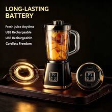 Wireless Portable Blender, 1500mAh Lithium Battery, USB Rechargeable Electric Juice Cup With 3 Speed Modes, Multifunctional Fresh Juice Milkshake Machine, Travel Camping Outdoor Home Kitchen Mini Fruit Blender For Household Use - Multicolor - View 5