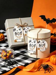 20pcs Halloween Gift Decoration Tag Card Set, Bat, Witch, Spider Pattern Decorative Tag Cards, Halloween Party Gift Tag Pendants, Gift Packaging Decoration Cards, Halloween Gift Wrapping Supplies, Suitable For Halloween Party Gift Packaging, Holiday Decorations - Multicolor - View 9