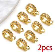 2pcs 18K Golden Plated Pendant Bails Rhinestone Fold Over Bead Bails Connector Clasps For Pearl Charm Necklace DIY Jewelry Making Findings - Multicolor - View 20