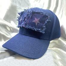 1pc Star Street Casual Party Cute Patchwork Print Navy Blue Baseball Cap, All Season Wear, Polyester - A-812 - View 4