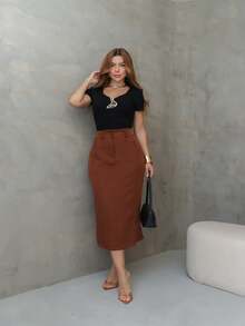 Women Skirts - Brown - View 2