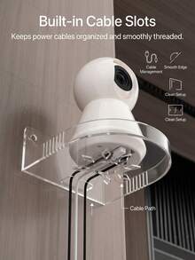 No-Drill Wall-Mounted Camera Shelf, Transparent Self-Adhesive Security Camera Bracket With Cable Management, Space-Saving Small Floating Shelf For Home, Office, Bedroom - A - View 10