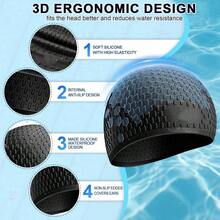 Unisex Silicone Swim Cap, Comfortable Bath Cap For Men And Women, Keeps Hair Dry While Swimming, Suitable For Curly, Short And Medium-Length Hair - Multicolor - View 8