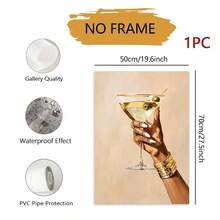 1pc Martini Cocktail Hand-Painted Canvas Wall Art, Framed Or Unframed Neutral Luxury Style Decorative Painting, Bar Cart Poster, Restaurant Bar Indoor Wall Decor, Home Decoration, Gift - Abstract Style a - View 12