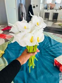 55/42/30/23/16/11/1件 白色馬蹄蘭人造花，PU絲綢塑料材質，適用婚禮、居家、辦公室裝飾 - 彩色 - 查看 4