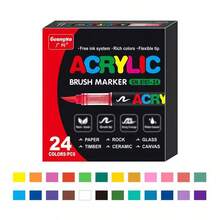 Guangna Classic 200/168/120/100/72/48/36/24 Colors Acrylic Paint Markers, Smooth Acrylic Ink, Rich Colors, Comprehensive Color Classification, Layerable, Strong Coverage, Felt Tip, Suitable For Canvas, Rock Painting And More - Multicolor - View 16