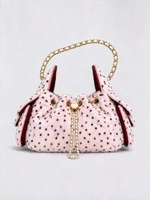 Vintage Leopart Dot Faux Fur Buckets Bag Designer Soflt Plush Women Shoulder Bags Heart Lock Chains Crossbody Bag Small Tote Bag - Multicolor - View 11