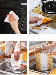 100 Sheets/Roll Washable Kitchen Paper Towels, Reusable Absorbent Paper, Strong Water Absorption, Thickened Design, Super Oil Removal, Alternative To Traditional Rags | Dry And Wet Use, Non-Greasy, No Lint, No Residue - A - View 3