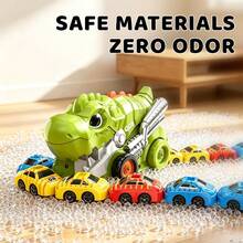 Remote Control Dinosaur Toy Car With Mini Car Swallowing Feature, Magnetic Train, Music RC Truck, Children's Toy - Multicolor - View 8