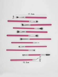 Rose Red 15pcs Eye Makeup Brush Set (Without Storage Bag), Suitable For Party, Home Or Travel - Hot Pink - View 4