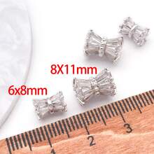 2pcs Silvery Plated Cubic Zirconia Spacer Beads Rhinestone Round Flat Heart Twist Metal Spacers For DIY Bracelet Necklace Jewelry Making Findings - Silver - View 8