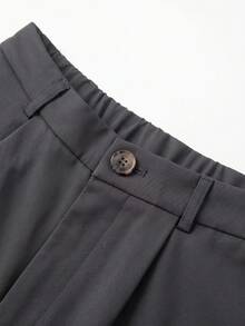 1 Stück Damen einfarbige geraffte Harem-Hose, Business-Pendeln, lässige Straßenmode (Gürtel nicht enthalten) einfarbige geraffte Harem-Hose mit Taschen für Damen, Urlaub, College, Büro, Reisen, Flughafen, alle Jahreszeiten - Dunkelgrau - Übersicht 5