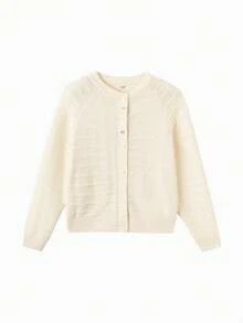 Balabala Tween Girls Knit Cardigan Soft Sweater Top Spring Autumn - White Tone - View 4