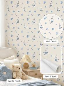 SUPSTICKER 1 قطعة ورق جدران ذاتي اللصق بتصميم زهري عتيق + مخطط متطابق، ملصق جدار PVC قابل للإزالة، مناسب لغرفة النوم وغرفة الأطفال وغرفة المعيشة، 3 أنماط - متعدد الألوان - مشاهدة 4