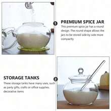 Glass Honey Pot Honey Jar With Spoon Lid Cover Honey Bottles Honey Container Dispenser Ketchup Container Sauce Jar For Oil Sauces Vinegar - Clear - View 10