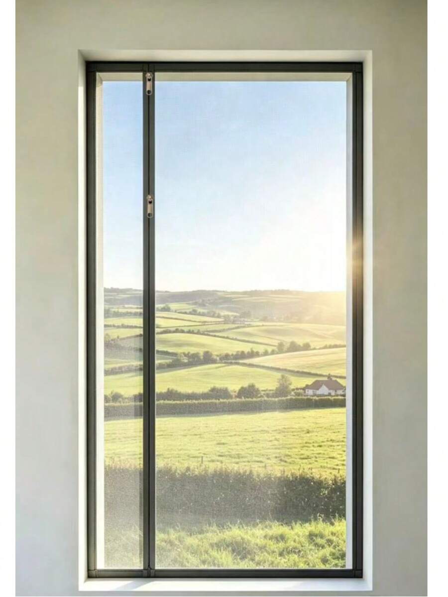 Grey Edge Grey Mesh Left-Opening Zipper Screen Window, Custom High-Transparency Mesh Window Mosquito Net, Simple Self-Install Opening And Closing Screen Window, Transparent View Bedroom Balcony Insect-Proof Mesh Screen, Customizable - Grey Mesh With Grey Trim, Left-side Zipper - View 1