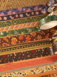 21 Rolls Boxed Christmas Washi Tape Set With Gold Foil, Holiday Decorative Masking Tape Featuring Santa, Snowman, Reindeer And Christmas Trees For Scrapbooking, Journaling, DIY Crafts, Card Making, Stationery And Gift Wrapping - Multicolor - View 4