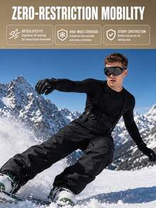 1pc Men's Detachable Bib Ski Pants, Single/Double Board Outdoor Snow Sports Bib Pants Black Winter - Black - View 6