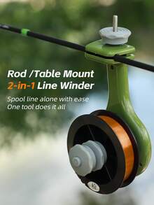 BILLINGS Fishing Line Spooler, Adjustable Portable Fishing Line Spooler, Anti-Tangle, Suitable For Spinning Reels And Baitcasting Reels, Can Be Clipped To Fishing Rod Or Mounted On Desk - Green - View 4