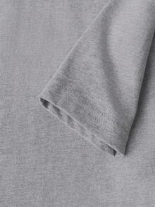 Autumn Black  Print Y2K Women's Fitted Long Sleeve Crew Neck Cotton Tee - Grey - View 8