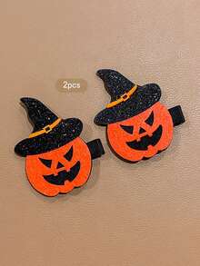 2pcs Halloween Pumpkin Hair Clips Suitable For Holiday Use Hair Accessories - Multicolor - View 9