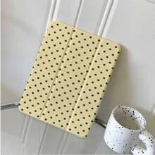 1pc Cute Yellow & Black Polka Dot Print Tablet Protective Case, Foldable Stand, Multi-Angle Viewing, Suitable For Work & Entertainment, With Pen Slot, Compatible With IPad Pro 2024/Air M3/A16 2025, MatePad - Multicolor - View 5